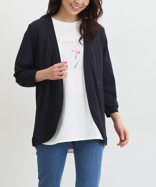 Honeys（ハニーズ）の「８分袖ラウンドカーディガン（カーディガン/ボレロ・レディース・杢グレー/ブルー系その他/グリーン/ベージュ/ネイビー/ホワイト/ブラック・L/LL/M）」の6枚目の写真