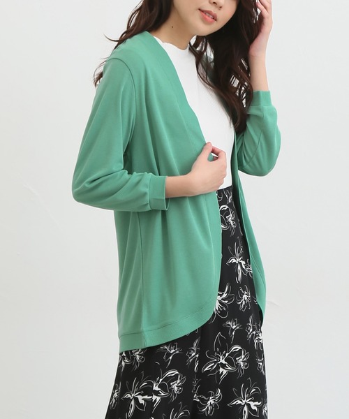 Honeys（ハニーズ）の「８分袖ラウンドカーディガン（カーディガン/ボレロ・レディース・杢グレー/ブルー系その他/グリーン/ベージュ/ネイビー/ホワイト/ブラック・L/LL/M）」の5枚目の写真