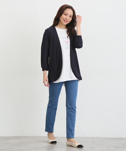 Honeys（ハニーズ）の「８分袖ラウンドカーディガン（カーディガン/ボレロ・レディース・杢グレー/ブルー系その他/グリーン/ベージュ/ネイビー/ホワイト/ブラック・L/LL/M）」の20枚目の写真