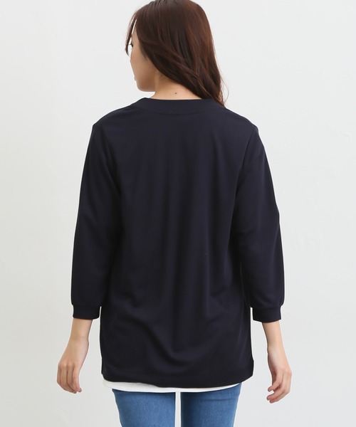 Honeys（ハニーズ）の「８分袖ラウンドカーディガン（カーディガン/ボレロ・レディース・杢グレー/ブルー系その他/グリーン/ベージュ/ネイビー/ホワイト/ブラック・L/LL/M）」の9枚目の写真