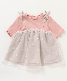 apres les cours | お花刺繍チュールドッキングトップス(Tシャツ/カットソー)