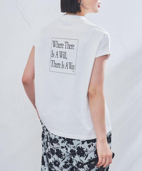coen(コーエン)の「リピT・バックプリントハイネックTシャツ(WEB限定カラー)(Tシャツ/カットソー・レディース・ナチュラル/ホワイト/ベージュ/ダークグレー/コバルトブルー・M/L)」の1枚目の写真