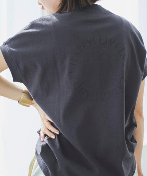 coen(コーエン)の「リピT・バックプリントハイネックTシャツ(WEB限定カラー)(Tシャツ/カットソー・レディース・ナチュラル/ホワイト/ベージュ/ダークグレー/コバルトブルー・M/L)」の2枚目の写真