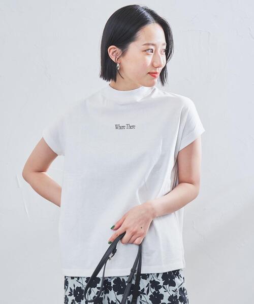 coen(コーエン)の「リピT・バックプリントハイネックTシャツ(WEB限定カラー)(Tシャツ/カットソー・レディース・ナチュラル/ホワイト/ベージュ/ダークグレー/コバルトブルー・M/L)」の9枚目の写真