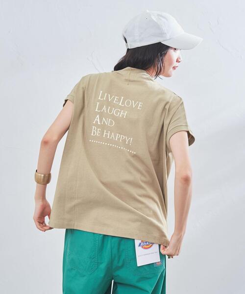 coen(コーエン)の「リピT・バックプリントハイネックTシャツ(WEB限定カラー)(Tシャツ/カットソー・レディース・ナチュラル/ホワイト/ベージュ/ダークグレー/コバルトブルー・M/L)」の12枚目の写真