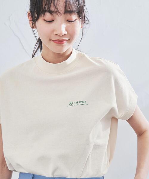 coen(コーエン)の「リピT・バックプリントハイネックTシャツ(WEB限定カラー)(Tシャツ/カットソー・レディース・ナチュラル/ホワイト/ベージュ/ダークグレー/コバルトブルー・M/L)」の14枚目の写真