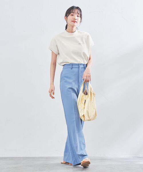 coen(コーエン)の「リピT・バックプリントハイネックTシャツ(WEB限定カラー)(Tシャツ/カットソー・レディース・ナチュラル/ホワイト/ベージュ/ダークグレー/コバルトブルー・M/L)」の16枚目の写真