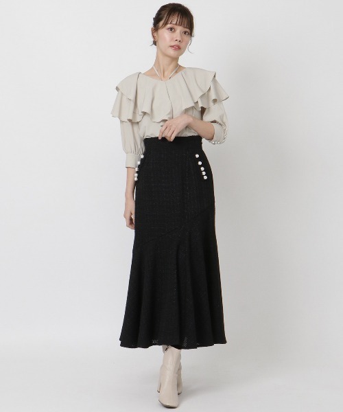 WILLSELECTION（ウィルセレクション）の「ツイードマーメイドスカート（スカート・レディース・ブラック/ミント/オフホワイト・MEDIUM/SMALL）」の3枚目の写真