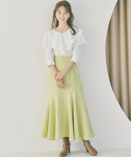 WILLSELECTION（ウィルセレクション）の「ツイードマーメイドスカート（スカート・レディース・ブラック/ミント/オフホワイト・MEDIUM/SMALL）」の8枚目の写真