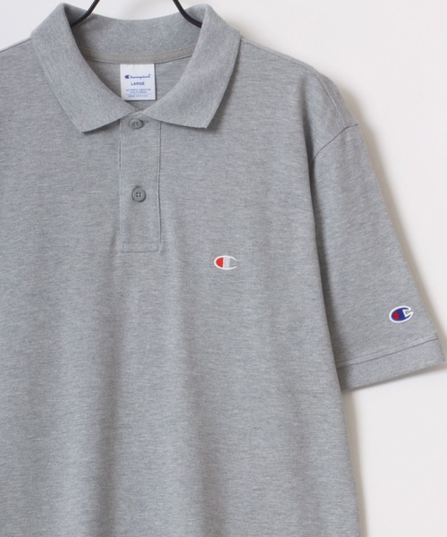 Champion（チャンピオン）の「Champion/チャンピオン カノコ ロゴワッペン ワンポイント刺繍 半袖ポロシャツ（ポロシャツ・メンズ・ブラック/ネイビー/モスグリーン/グレー/ホワイト・XL/L/M）」の2枚目の写真