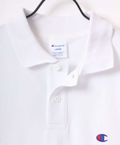 Champion（チャンピオン）の「Champion/チャンピオン カノコ ロゴワッペン ワンポイント刺繍 半袖ポロシャツ（ポロシャツ・メンズ・ブラック/ネイビー/モスグリーン/グレー/ホワイト・XL/L/M）」の13枚目の写真