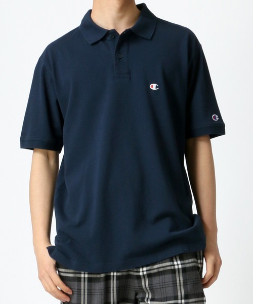 Champion（チャンピオン）の「Champion/チャンピオン カノコ ロゴワッペン ワンポイント刺繍 半袖ポロシャツ（ポロシャツ・メンズ・ブラック/ネイビー/モスグリーン/グレー/ホワイト・XL/L/M）」の21枚目の写真