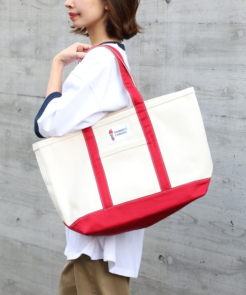 PARROTT CANVAS（パロットキャンバス）の「【PARROTT CANVAS】パロットキャンバス グリーンビルクラシックトートバッグ ミディアム（トートバッグ・レディース・レッド/イエロー/オレンジ/ネイビー/オリーブ/ライトブルー/ブルー・FREE）」の6枚目の写真