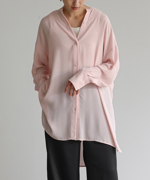 for/c(フォーシー)の「シアーオーバーサイズシャツ【サスティナブル】(シャツ/ブラウス・レディース・チャコール/イエロー/ピンク/ホワイト・M/L)」の4枚目の写真