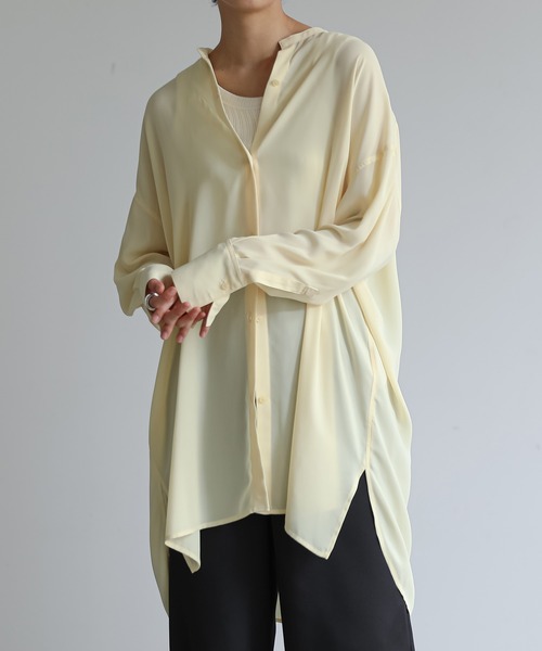 for/c(フォーシー)の「シアーオーバーサイズシャツ【サスティナブル】(シャツ/ブラウス・レディース・チャコール/イエロー/ピンク/ホワイト・M/L)」の3枚目の写真