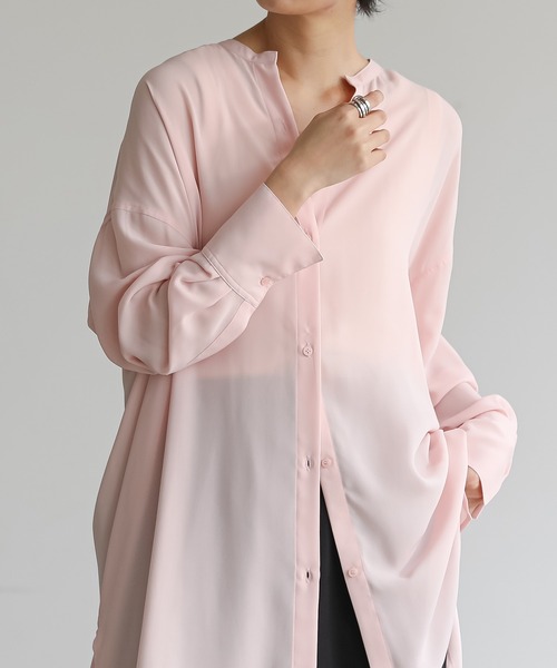 for/c(フォーシー)の「シアーオーバーサイズシャツ【サスティナブル】(シャツ/ブラウス・レディース・チャコール/イエロー/ピンク/ホワイト・M/L)」の8枚目の写真