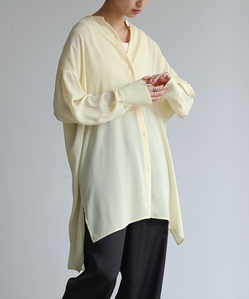 for/c(フォーシー)の「シアーオーバーサイズシャツ【サスティナブル】(シャツ/ブラウス・レディース・チャコール/イエロー/ピンク/ホワイト・M/L)」の14枚目の写真