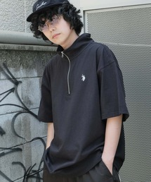 U.S. POLO ASSN. / ユーエスポロアッスン 別注 コラボ オーバーサイズ ハーフジップ 半袖 Tシャツ