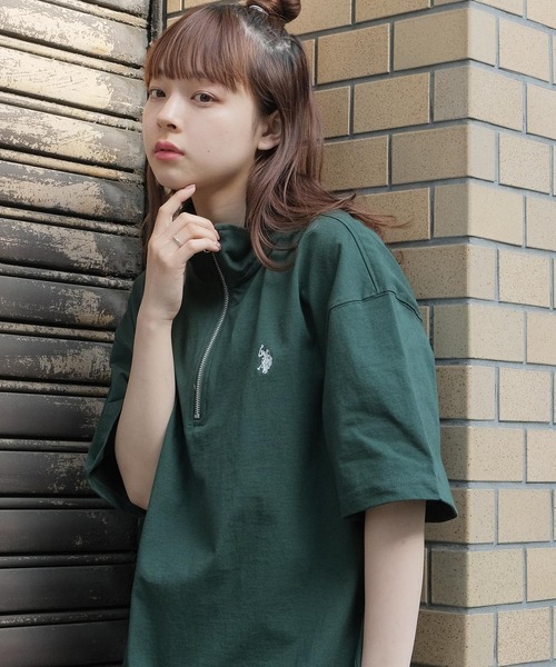 U.S. POLO ASSN.（ユーエスポロアッスン）の「U.S. POLO ASSN. / ユーエスポロアッスン 別注 コラボ オーバーサイズ ハーフジップ 半袖 Tシャツ（Tシャツ/カットソー・メンズ・ホワイト系その他/ホワイト/ブルー系その他/チャコール/ネイビー/ダークグリーン/ブラック系その他/ライトベージュ/ブラック・X-LARGE/LARGE/MEDIUM）」の7枚目の写真