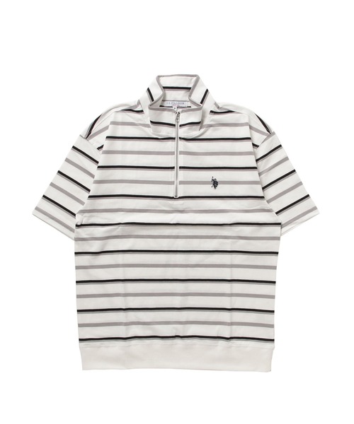 U.S. POLO ASSN.（ユーエスポロアッスン）の「U.S. POLO ASSN. / ユーエスポロアッスン 別注 コラボ オーバーサイズ ハーフジップ 半袖 Tシャツ（Tシャツ/カットソー・メンズ・ホワイト系その他/ホワイト/ブルー系その他/チャコール/ネイビー/ダークグリーン/ブラック系その他/ライトベージュ/ブラック・X-LARGE/LARGE/MEDIUM）」の14枚目の写真