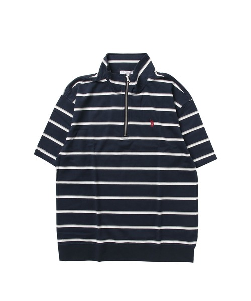 U.S. POLO ASSN.（ユーエスポロアッスン）の「U.S. POLO ASSN. / ユーエスポロアッスン 別注 コラボ オーバーサイズ ハーフジップ 半袖 Tシャツ（Tシャツ/カットソー・メンズ・ホワイト系その他/ホワイト/ブルー系その他/チャコール/ネイビー/ダークグリーン/ブラック系その他/ライトベージュ/ブラック・X-LARGE/LARGE/MEDIUM）」の20枚目の写真