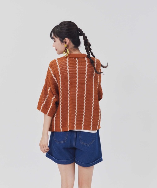 BACK NUMBER（バックナンバー）の「【BACK NUMBER】衿付き半袖カーディガン（カーディガン/ボレロ・レディース・ブラウン/キナリ・M/L）」の14枚目の写真