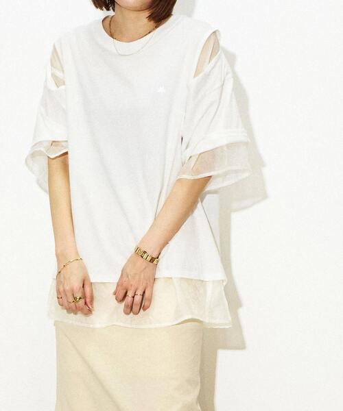 CONVERSE TOKYO(コンバーストウキョウ)の「REVERSIBLE SHEER TEE(Tシャツ/カットソー・レディース・ホワイト/ブラック・FREE)」の1枚目の写真