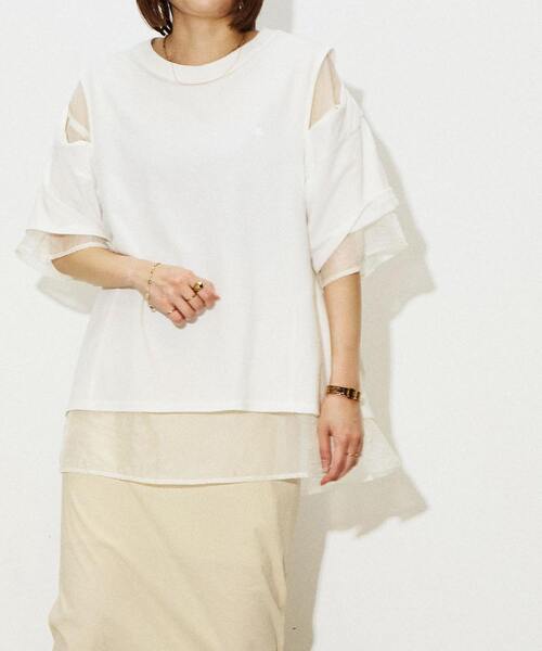 CONVERSE TOKYO(コンバーストウキョウ)の「REVERSIBLE SHEER TEE(Tシャツ/カットソー・レディース・ホワイト/ブラック・FREE)」の4枚目の写真