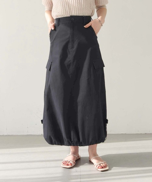 HER CLOSET（ハークローゼット）の「【shemoshelly】WEB限定ドローストリングカーゴバルーンスカート（スカート・レディース・ベージュ/ブラック/カーキ/ブルー・M）」の5枚目の写真