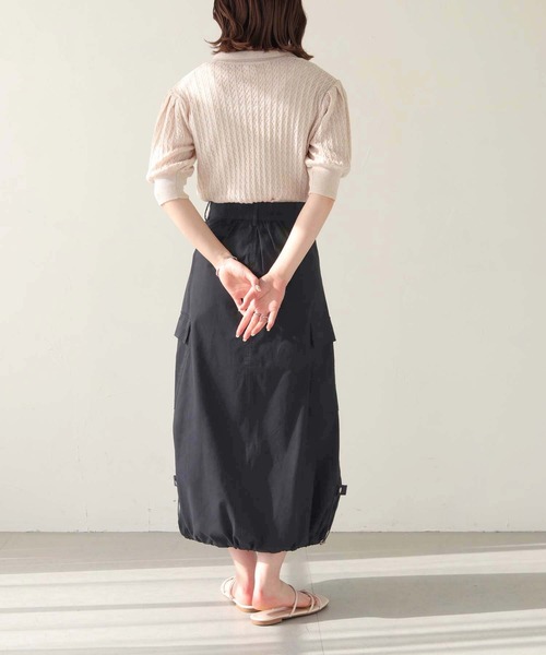HER CLOSET（ハークローゼット）の「【shemoshelly】WEB限定ドローストリングカーゴバルーンスカート（スカート・レディース・ベージュ/ブラック/カーキ/ブルー・M）」の12枚目の写真