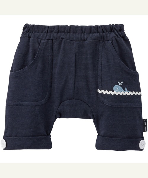 combimini（コンビミニ）の「ショートラップパンツ（クジラ）（その他パンツ・キッズ・レッド/イエロー系その他/ネイビー・80/70）」の2枚目の写真