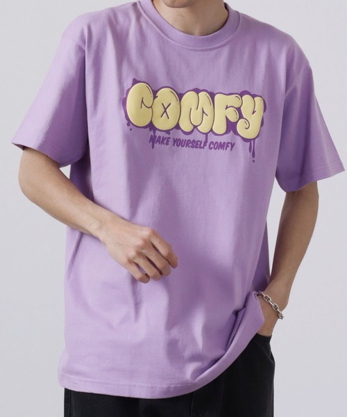 MODISH GAZE(モディシュガゼ)の「MODISH GAZE 7.4スーパーヘビーオンス 発泡プリント グラフィック 半袖Tシャツ COMFY(Tシャツ/カットソー・メンズ・パープル/ホワイト/ブラック・L/M/XL)」の3枚目の写真