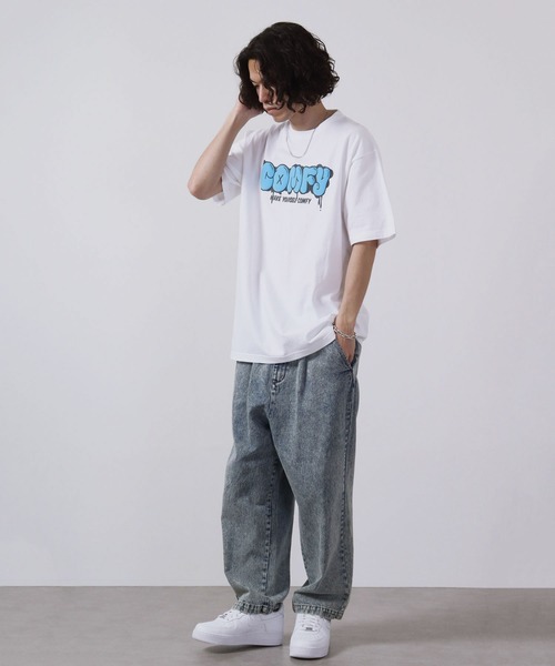 MODISH GAZE(モディシュガゼ)の「MODISH GAZE 7.4スーパーヘビーオンス 発泡プリント グラフィック 半袖Tシャツ COMFY(Tシャツ/カットソー・メンズ・パープル/ホワイト/ブラック・L/M/XL)」の19枚目の写真