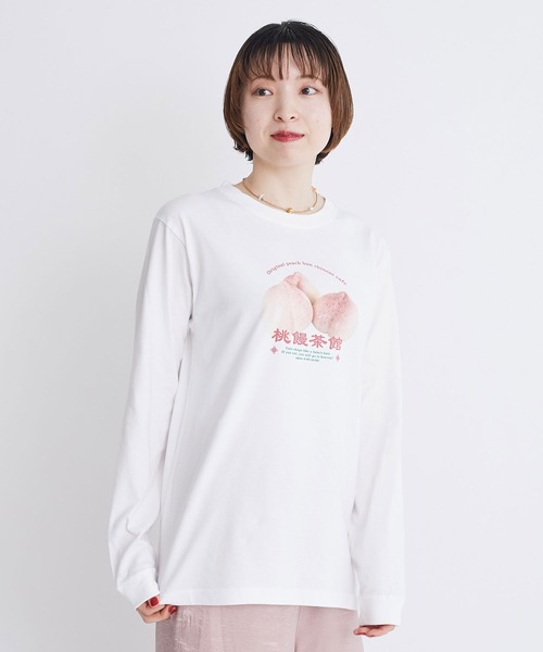 I am I in fact...(アイアムアイインファクト)の「桃饅頭 ロンT(Tシャツ/カットソー・レディース・ホワイト/グリーン・FREE)」の16枚目の写真