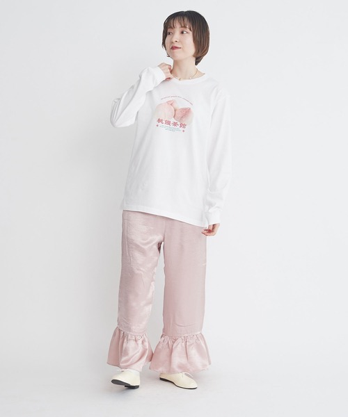 I am I in fact...(アイアムアイインファクト)の「桃饅頭 ロンT(Tシャツ/カットソー・レディース・ホワイト/グリーン・FREE)」の6枚目の写真