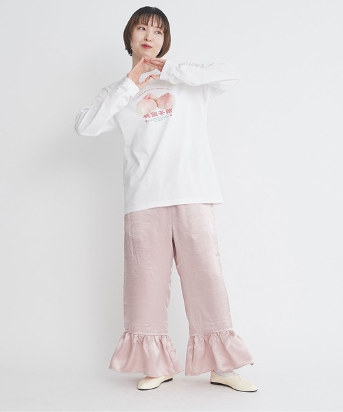 I am I in fact...(アイアムアイインファクト)の「桃饅頭 ロンT(Tシャツ/カットソー・レディース・ホワイト/グリーン・FREE)」の7枚目の写真