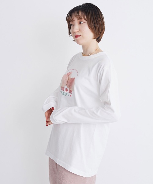 I am I in fact...(アイアムアイインファクト)の「桃饅頭 ロンT(Tシャツ/カットソー・レディース・ホワイト/グリーン・FREE)」の14枚目の写真