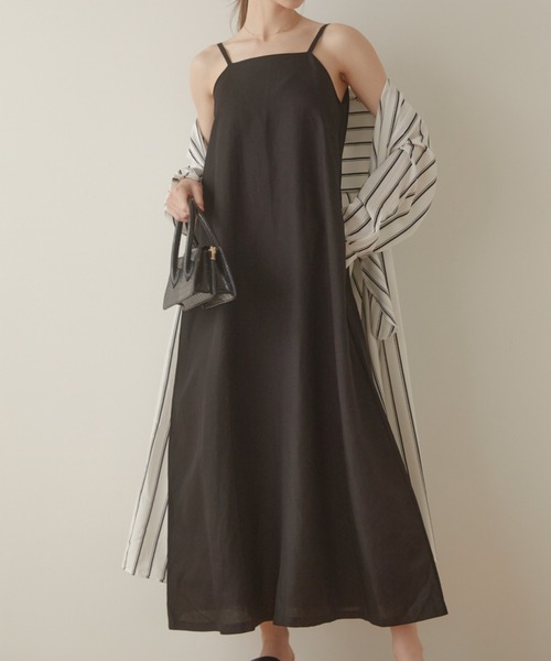 ACYM(アシーム)の「Linen flare maxi ワンピース(ワンピース・レディース・ブラック/ベージュ・FREE)」の5枚目の写真