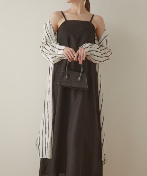 ACYM(アシーム)の「Linen flare maxi ワンピース(ワンピース・レディース・ブラック/ベージュ・FREE)」の6枚目の写真