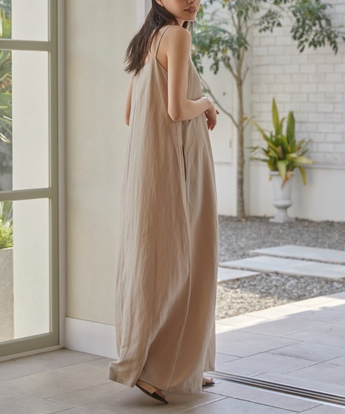 ACYM(アシーム)の「Linen flare maxi ワンピース(ワンピース・レディース・ブラック/ベージュ・FREE)」の9枚目の写真