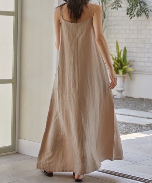 ACYM(アシーム)の「Linen flare maxi ワンピース(ワンピース・レディース・ブラック/ベージュ・FREE)」の10枚目の写真