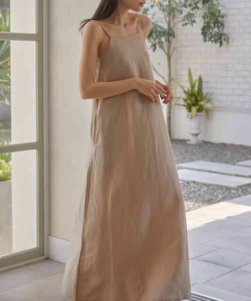 ACYM(アシーム)の「Linen flare maxi ワンピース(ワンピース・レディース・ブラック/ベージュ・FREE)」の12枚目の写真