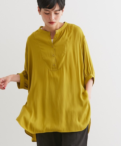 AMERICAN HOLIC(アメリカンホリック)の「バンドカラーバックオープンチュニック(チュニック・レディース・ピンク/マスタード/アイボリー・L/M)」の1枚目の写真