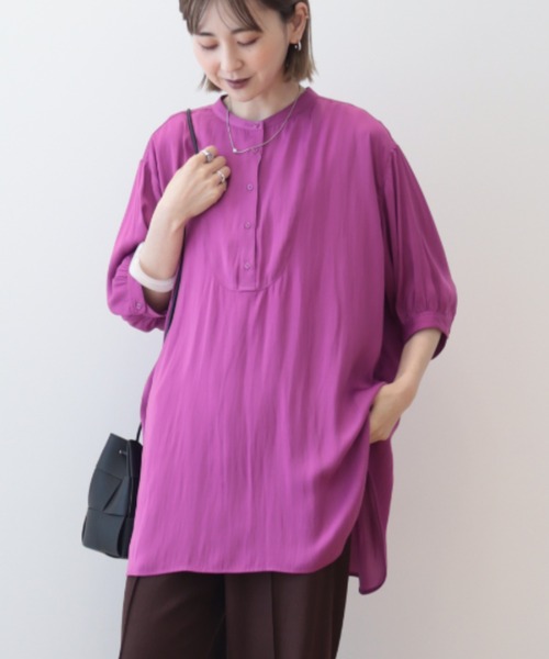 AMERICAN HOLIC(アメリカンホリック)の「バンドカラーバックオープンチュニック(チュニック・レディース・ピンク/マスタード/アイボリー・L/M)」の7枚目の写真