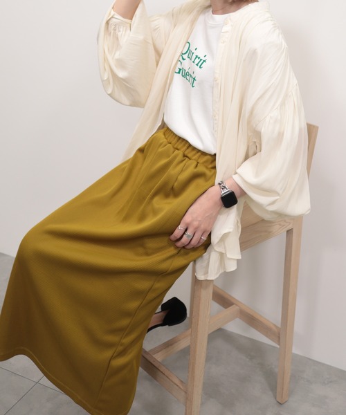 AMERICAN HOLIC(アメリカンホリック)の「リブタイトカットスカート(スカート・レディース・ブラック/マスタード/ブルー・S/M/L)」の4枚目の写真