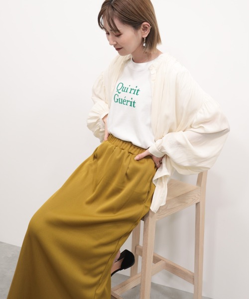 AMERICAN HOLIC(アメリカンホリック)の「リブタイトカットスカート(スカート・レディース・ブラック/マスタード/ブルー・S/M/L)」の10枚目の写真