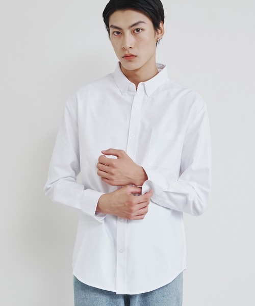 Magine（マージン）の「【SELECT】IR:オックスフォード ベーシック ボタンダウン シャツ（シャツ/ブラウス・メンズ・ホワイト/イエロー/ネイビー/ブラック/サックスブルー/グレー・M/L/XL）」の10枚目の写真