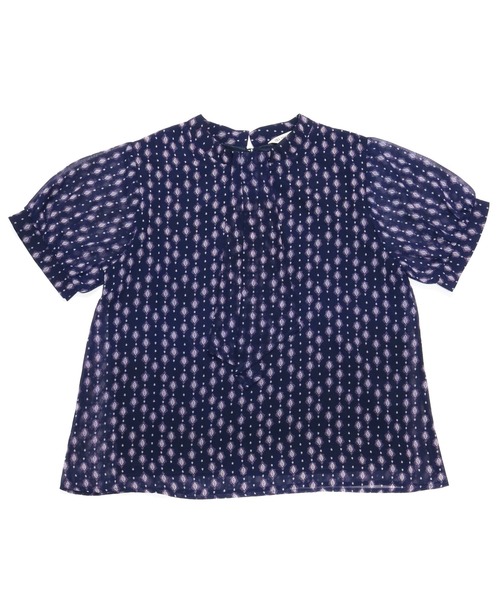 TOKYO SHIRTS(トウキョウシャツ)の「スタンドカラー 半袖ブラウス(シャツ/ブラウス・レディース・ネイビー/ホワイト/ライトイエロー・M/L)」の1枚目の写真