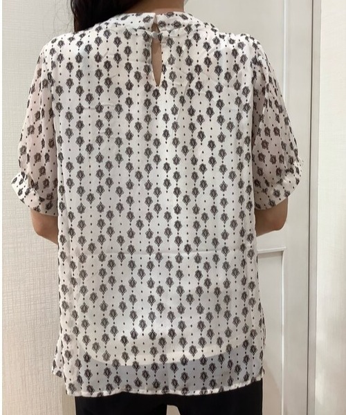 TOKYO SHIRTS(トウキョウシャツ)の「スタンドカラー 半袖ブラウス(シャツ/ブラウス・レディース・ネイビー/ホワイト/ライトイエロー・M/L)」の5枚目の写真