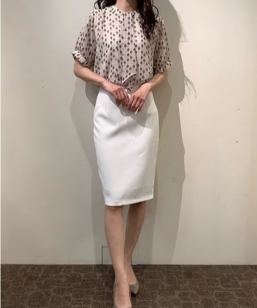 TOKYO SHIRTS(トウキョウシャツ)の「スタンドカラー 半袖ブラウス(シャツ/ブラウス・レディース・ネイビー/ホワイト/ライトイエロー・M/L)」の9枚目の写真